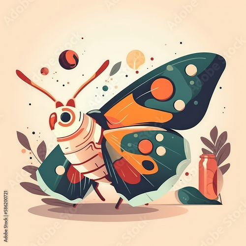 Simple butterfly illustration. Illustration AI Generative.