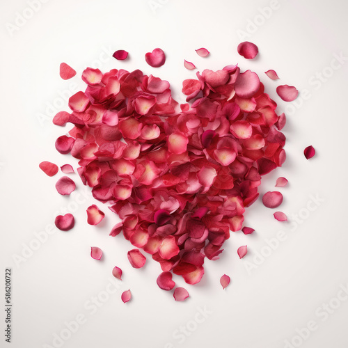 Heart from rose petals. Illustration AI Generative