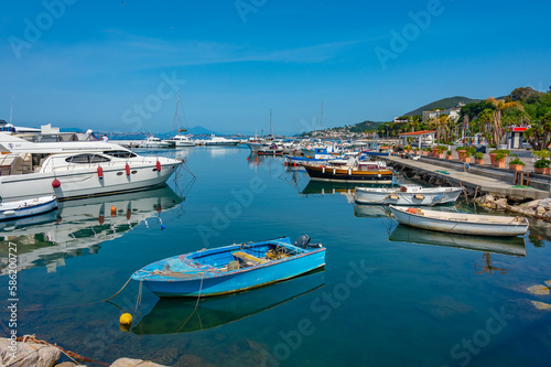 Boats mooring at Casamicciola Terme marina at Ischia island, Italy photo