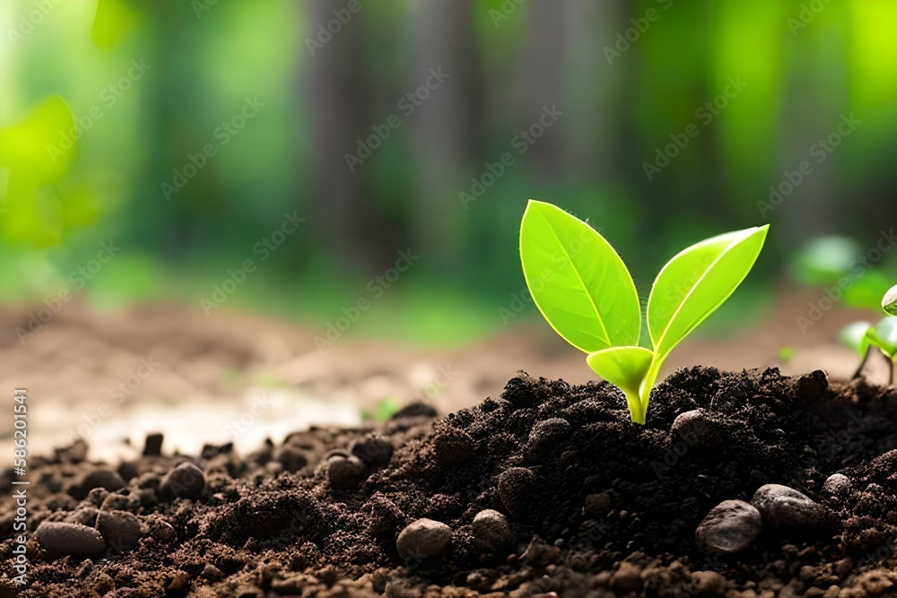 Seedling Growing in Forest Soil - generative ai Seedling Growing in Forest Soil - generative ai