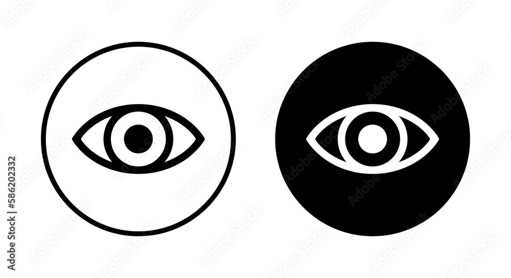 Eye, view icon vector isolated on circle background