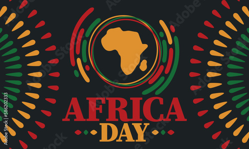 Africa Day. Happy African Freedom Day and Liberation Day. Celebrate annual on the African continent and around the world. African pattern. Poster, card, banner and background. Vector illustration