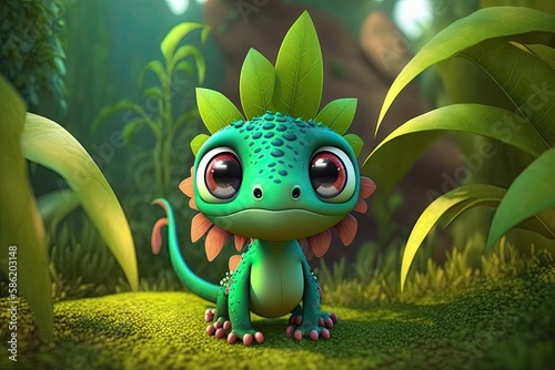 Cute Cartoon Lizard Charact...