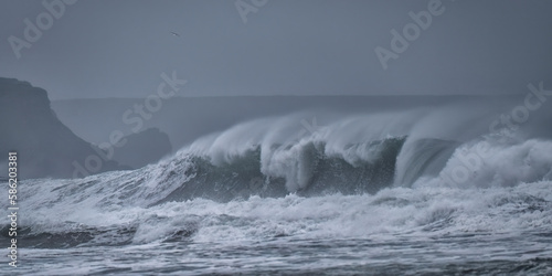 crashing waves in Cornwall england uk 