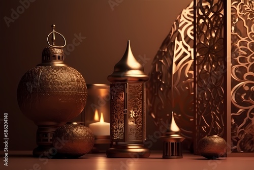 Ramadan Kareem - islamic muslim holiday background Illustration Generative AI