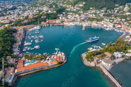 Aerial view of Porto d'Ischia town at Ischia island, Italy photo