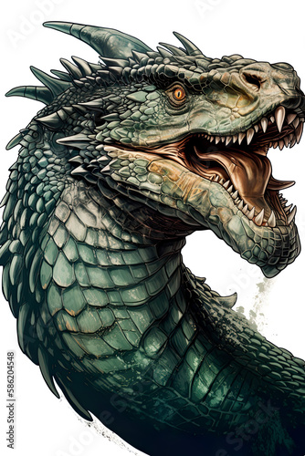 Dragon illustration, detailed t-shirt design. Generative ai