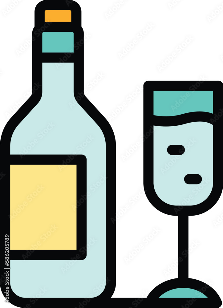 Bottle drink party icon. Outline Bottle drink party vector icon for web design isolated on white background color flat Bottle drink party icon. Outline Bottle drink party vector icon for web design isolated on white background color flat