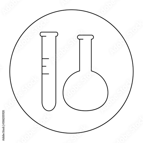 Linear vector icon of laboratory flasks.