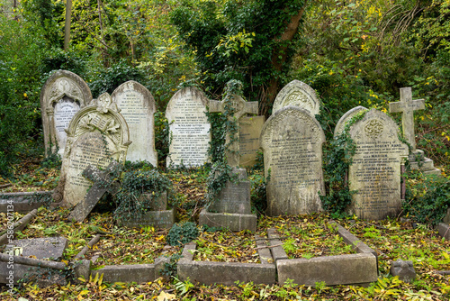 Photography Old tombstones in Highgate Cemetery, London, England, UK
