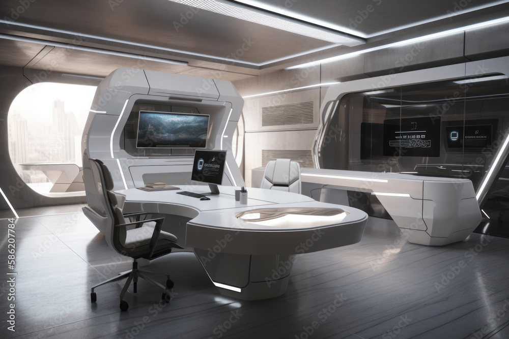 High-tech office room with modern technology High-tech office room with modern technology