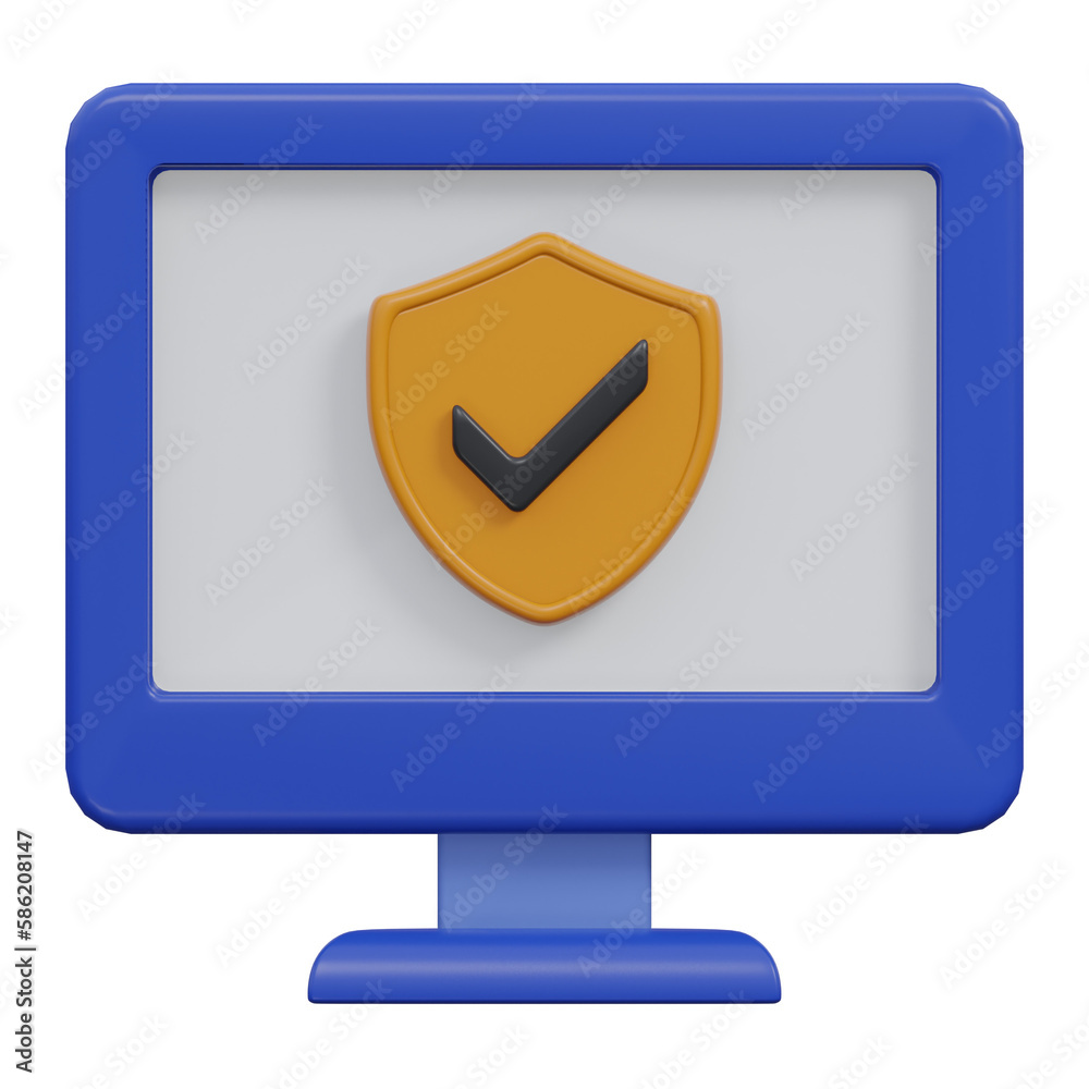 computer security 3d render icon illustration with transparent background computer security 3d render icon illustration with transparent background