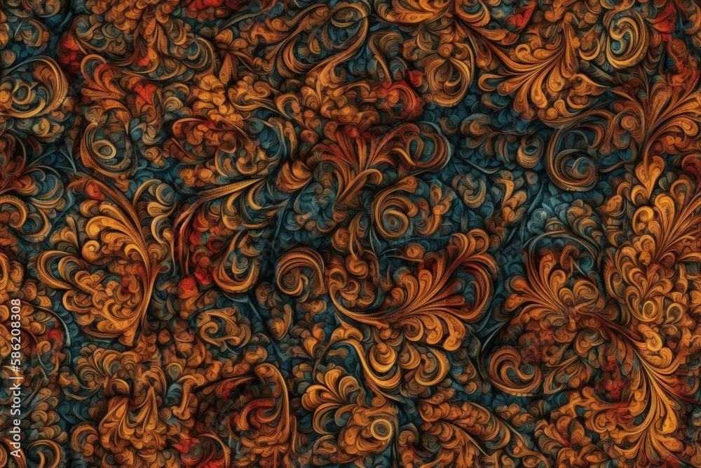 vibrant and detailed pattern on a blue backdrop created with Generative AI technology