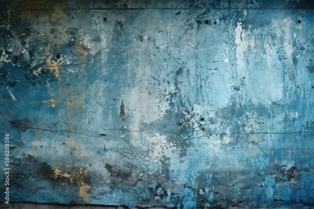 weathered blue wall with chipped paint created with Generative AI technology