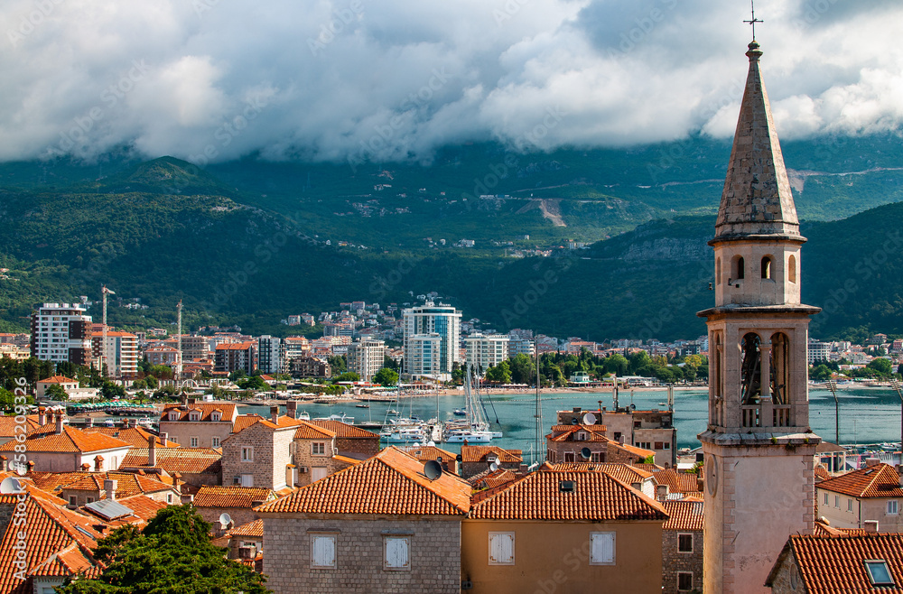 View of the old town of Budva, Montenegro.