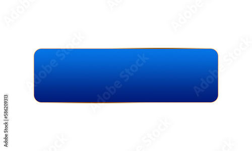 blue gradient color empty button with gold color stroke border on transparent background