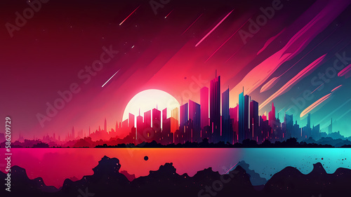 artificial sunset background / backdrop / wallpaper / home screen / lock screen / desktop background, generative ai