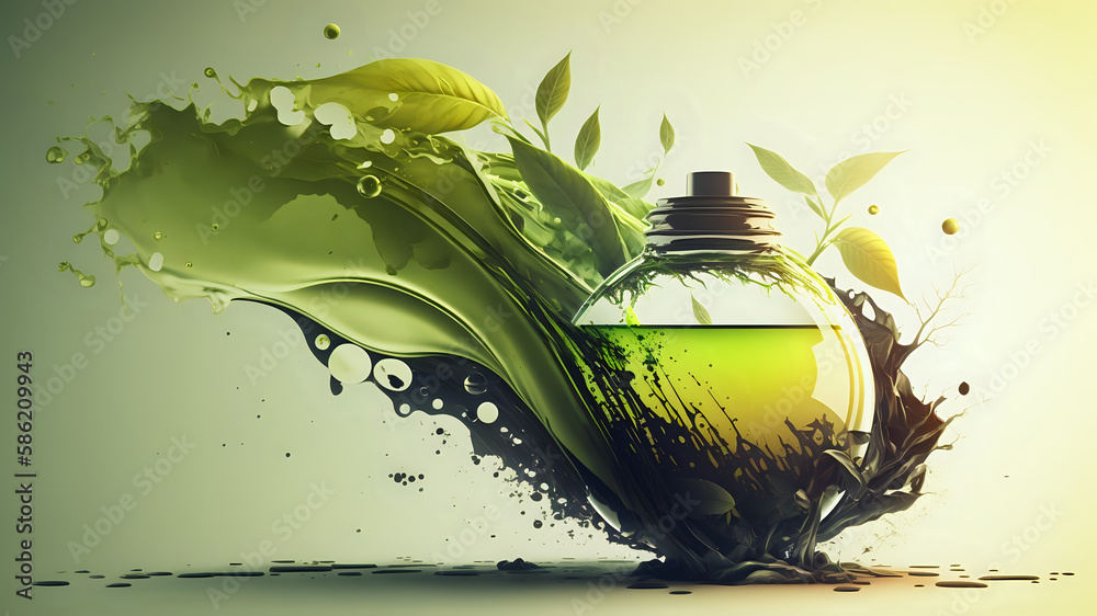 perfume, green slash, liquid in green, artificial Backdrop, Background