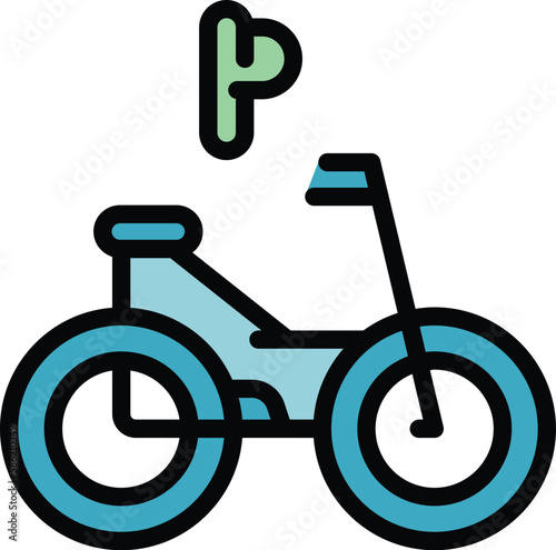 Accessible eletric bike icon. Outline Accessible eletric bike vector icon for web design isolated on white background color flat