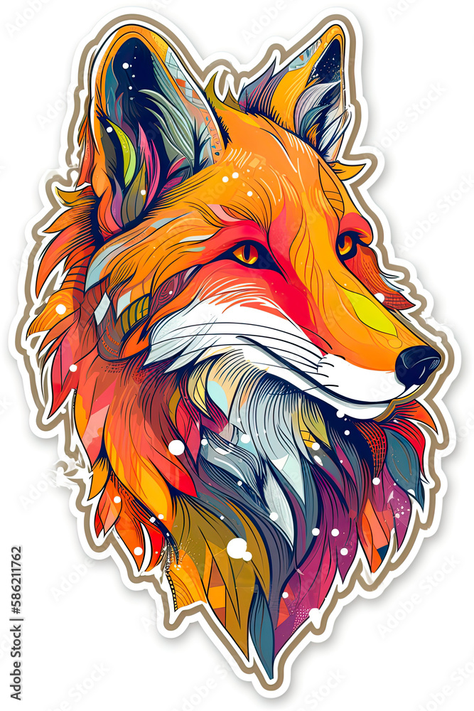 Fototapeta Beautiful t-shirt design of fox, vibrant colors. Generative ai