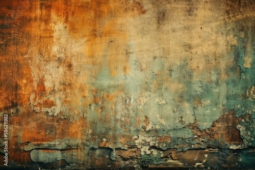 aged and weathered wall covered in layers of paint created with Generative AI technology