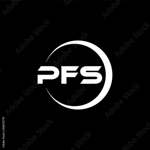 PFS letter logo design with black background in illustrator, cube logo, vector logo, modern alphabet font overlap style. calligraphy designs for logo, Poster, Invitation, etc.