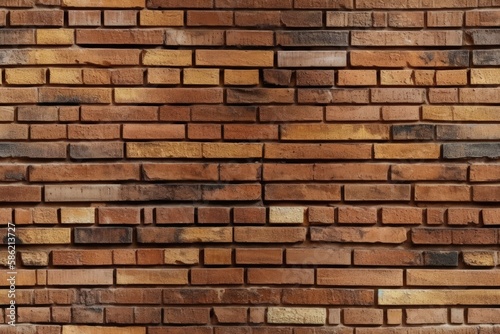 close-up view of a textured brick wall made of individual bricks created with Generative AI technology