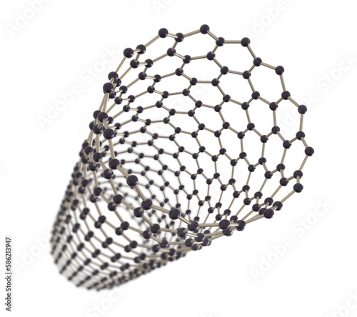 Carbon nanotube model isolated. Png transparency photo