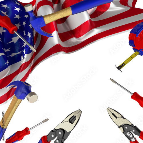 banner with tools representing labor day