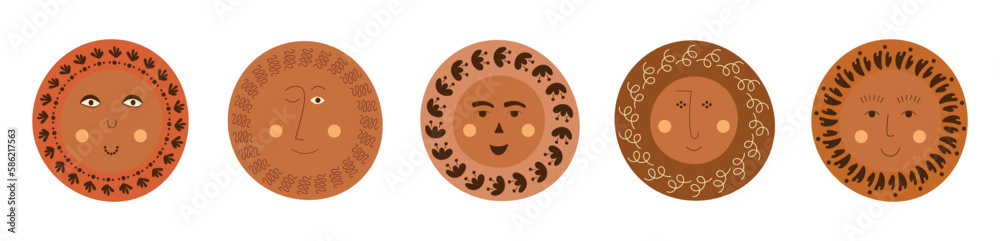 Obraz premium Male bizarre visage, abstract personage, mascot design, funny face, cute icon