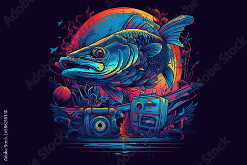 Fishing Vector Illustration - Generative Ai