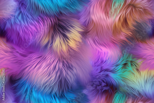 Generative AI illustration of abstract background with colorful soft fur with bright multicolored design photo