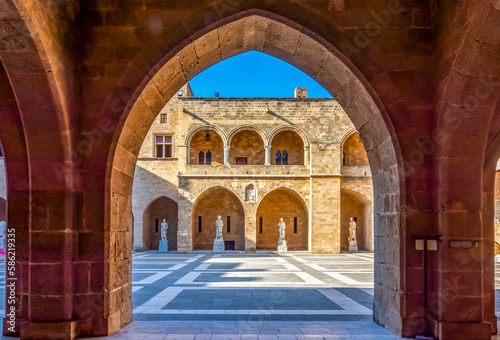 Palace of Grand Master of Knights courtyard in Rhodes, Greece