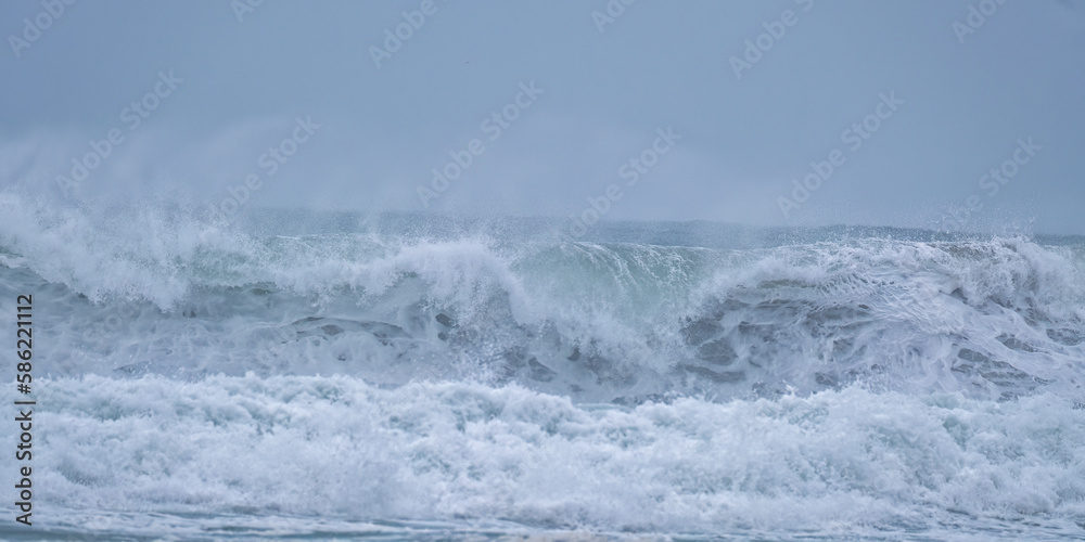 crashing waves of the coast of cornwall england uk 