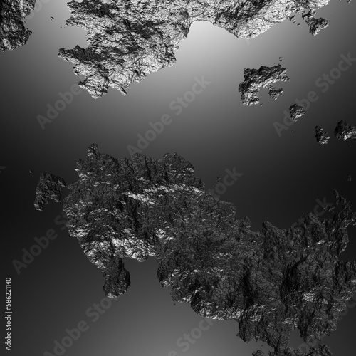 3d rendered corrosion wall texture, dark surface, carbon, graphite, metallic, cover, background