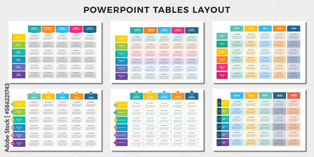 Sets of Presentations Table Templates, Tables Layout Design Vector ...