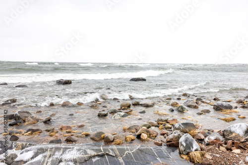 waves on the beach in winter