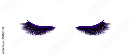 Eyelashes extensions vector Illustration. lashes logotype with extra volume 3d effect. beautiful trendy purple colors. Lashmaking lamination card for training posters and beauty salon designs.