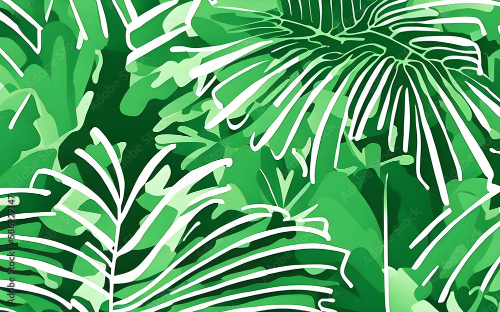 Naklejka premium Beautiful abstract palm branches background created using generative ai