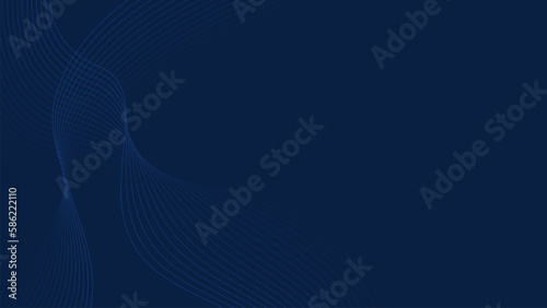 Wavy vector background. Blue waves on navy backdrop. Editable stroke
