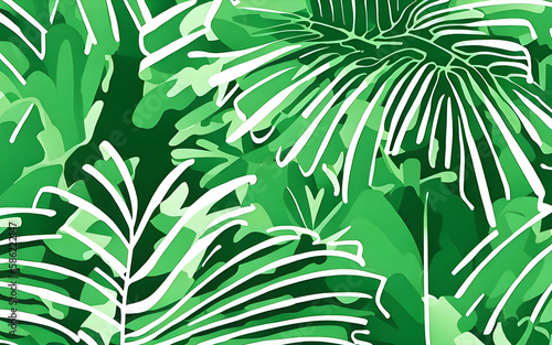 Beautiful abstract palm branches background created using generative ai