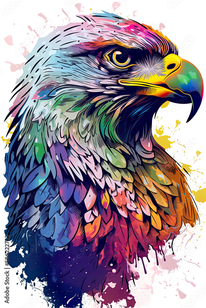 Obraz premium Gorgeous birds sticker design, owl, eagle, flying apex predators. Generative ai