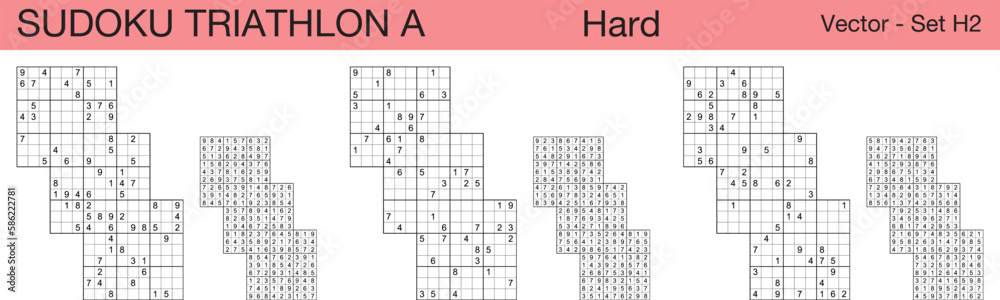 A set of 3 hard scalable sudoku Triathlon A puzzles suitable for kids, adults and seniors and ready for web use, or to be compiled into a standard or large print activity book. A set of 3 hard scalable sudoku Triathlon A puzzles suitable for kids, adults and seniors and ready for web use, or to be compiled into a standard or large print activity book.