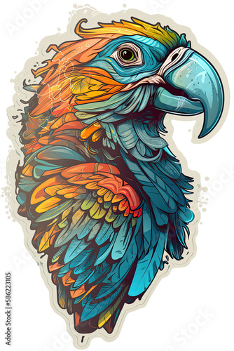 Gorgeous birds sticker design, owl, eagle, flying apex predators. Generative ai
