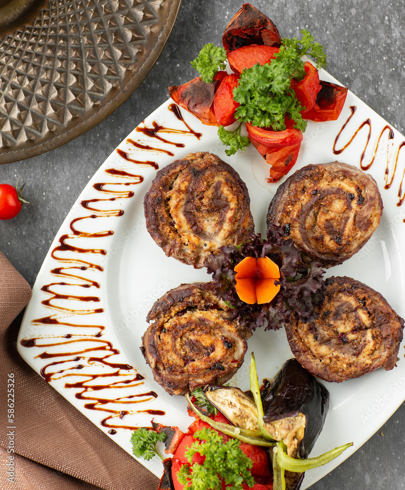 Deep-fried meatloaf with vegetables Deep-fried meatloaf with vegetables