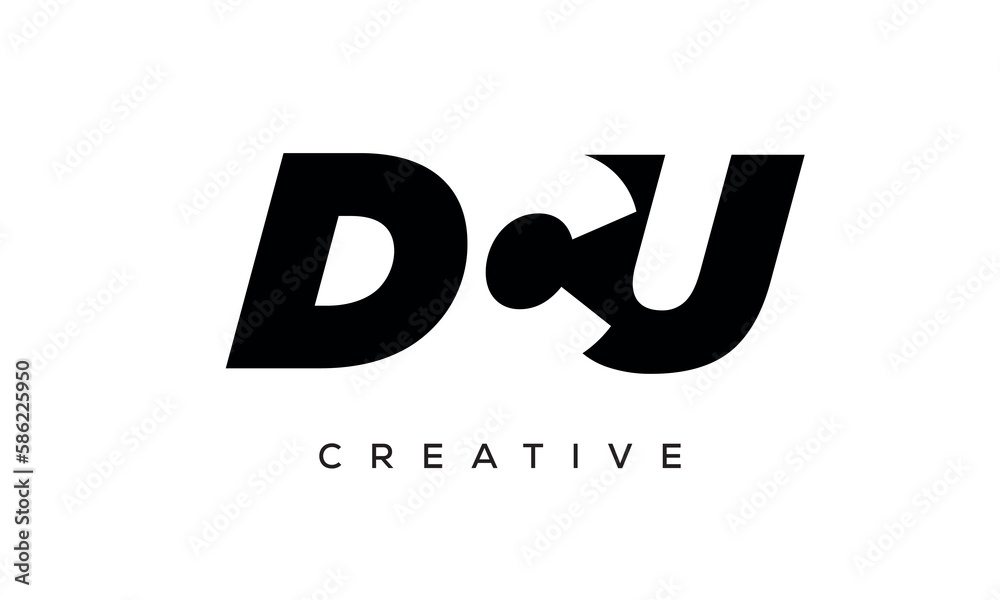 DCU letters negative space logo design. creative typography monogram vector DCU letters negative space logo design. creative typography monogram vector