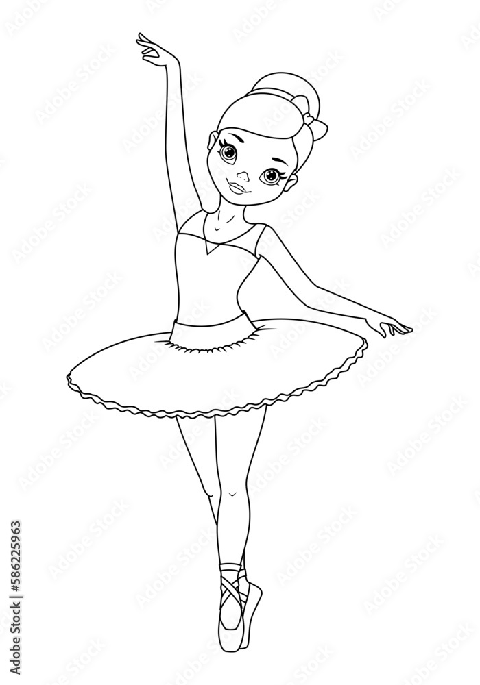 Ballerina Coloring Page Cartoon Vector Illustration Stock Vector ...