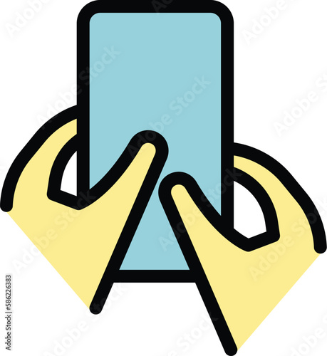 Tap smartphone icon outline vector. Hand phone. Touch mobile color flat