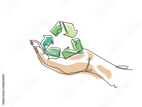 sketch lifestyle A019_hands hold recycle symbol side view to shows the concept of eco vector illustration graphic EPS 10