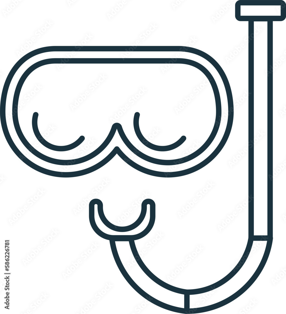 Snorkel line icon. Monochrome simple Snorkel outline icon for templates, web design and infographics Snorkel line icon. Monochrome simple Snorkel outline icon for templates, web design and infographics